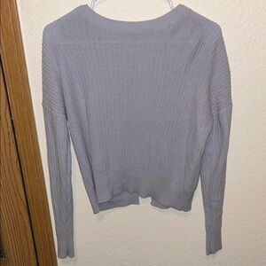 Pink Rose Light Blue Knit Sweater with Back Cutouts